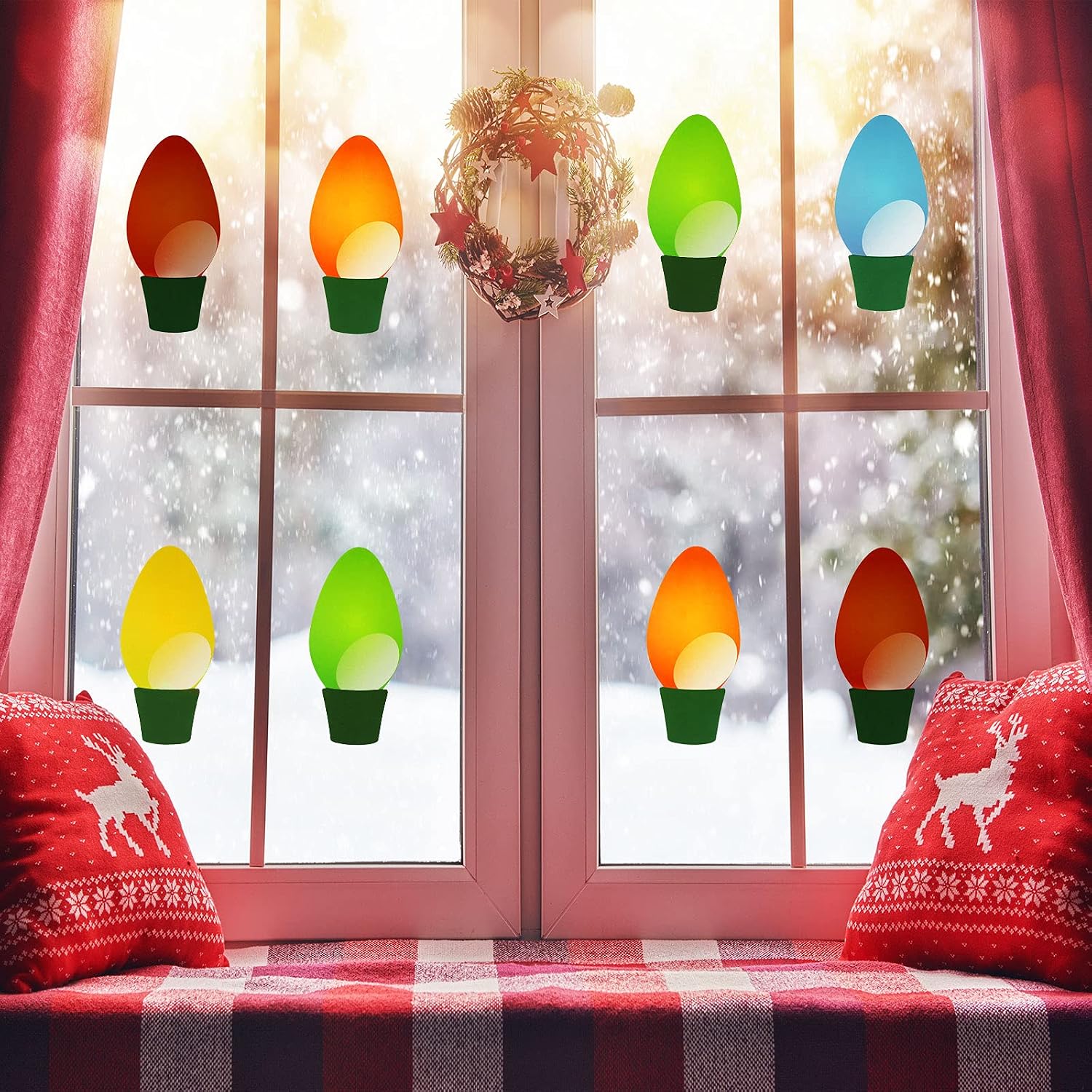 Chinco 40 Pcs Christmas Bulb Cutouts, Xmas Colorful Light Bulb Cards image 5