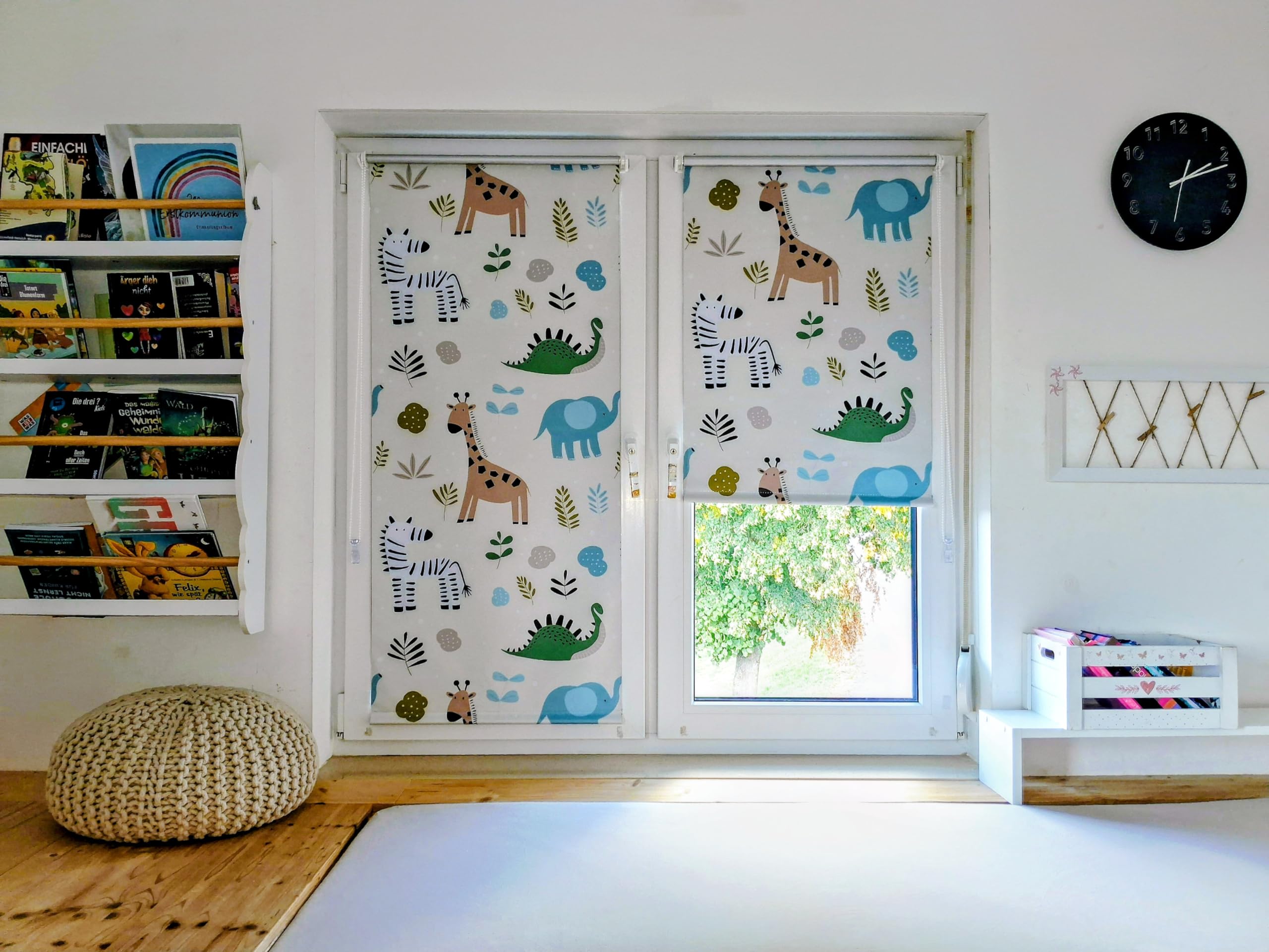 Store à Traction latérale - Store Thermique Klemmfix avec Motif Zoo (l 130 x H 150 cm)