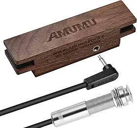 AMUMU Captador magnético SP31WN de nogueira para violões acústicos de cordas de aço - bobina única, passiva, sem bateria, tom acústico claro e equilibrado