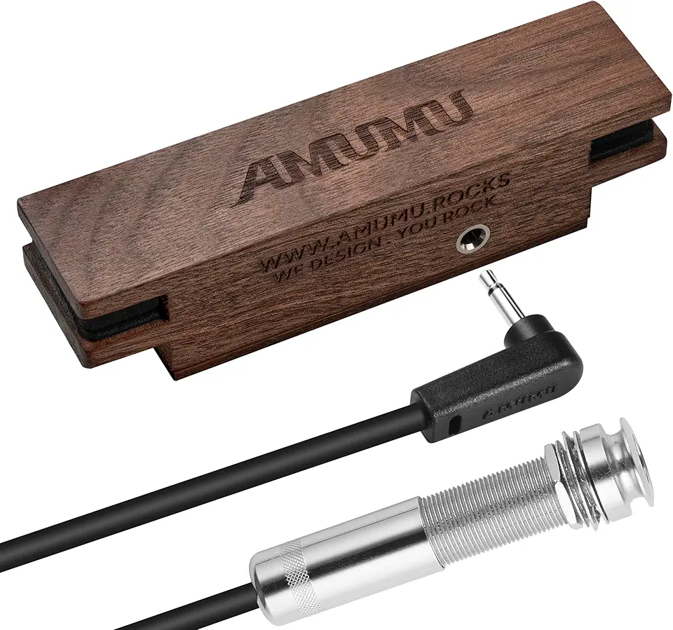 AMUMU Captador magnético SP31WN de nogueira para violões acústicos de cordas de aço - bobina única, passiva, sem bateria, tom acústico claro e equilibrado