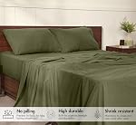 RUVANTI Flannel Sheets – Queen Sheet Set, Ultra Soft & Cozy Double Brushed, 15" Deep Pocket, 360° Elastic for Secure Fit, No Pilling, 4 Pieces (Flat, Fitted, 2 Pillowcases), Olive Stone