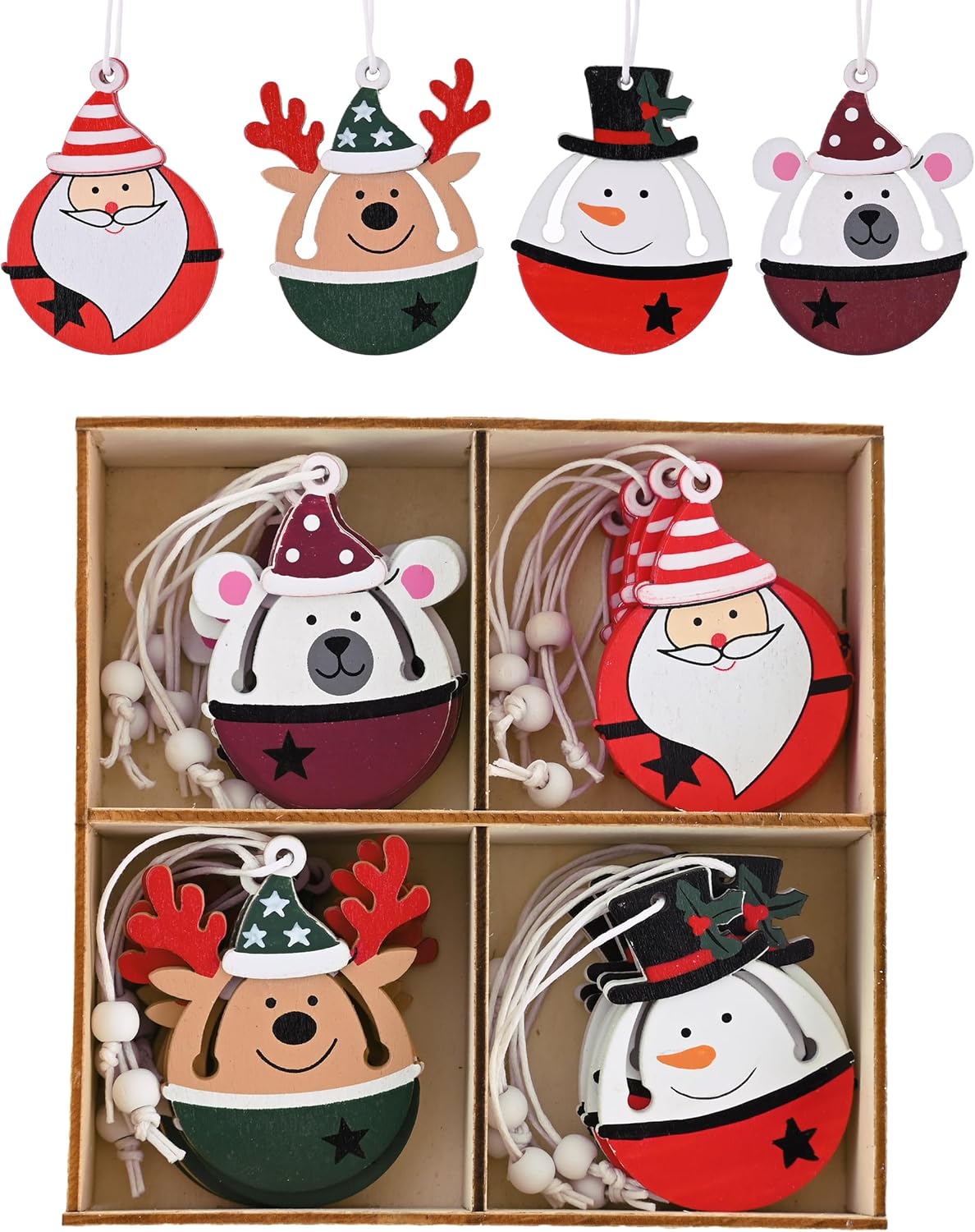 Valery Madelyn Christmas Tree Decorations Clearance, 24pcs Wooden