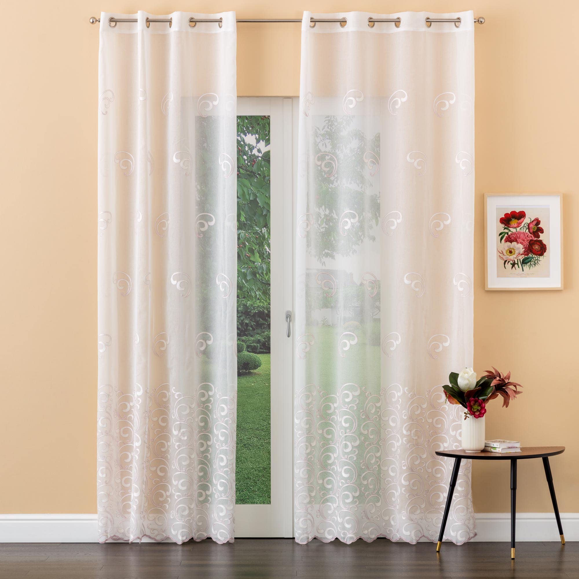 Linea Oro Pannello Tenda Singolo Semitrasparente – Rosa, Cm 140x280, Tessuto Leggero - 3