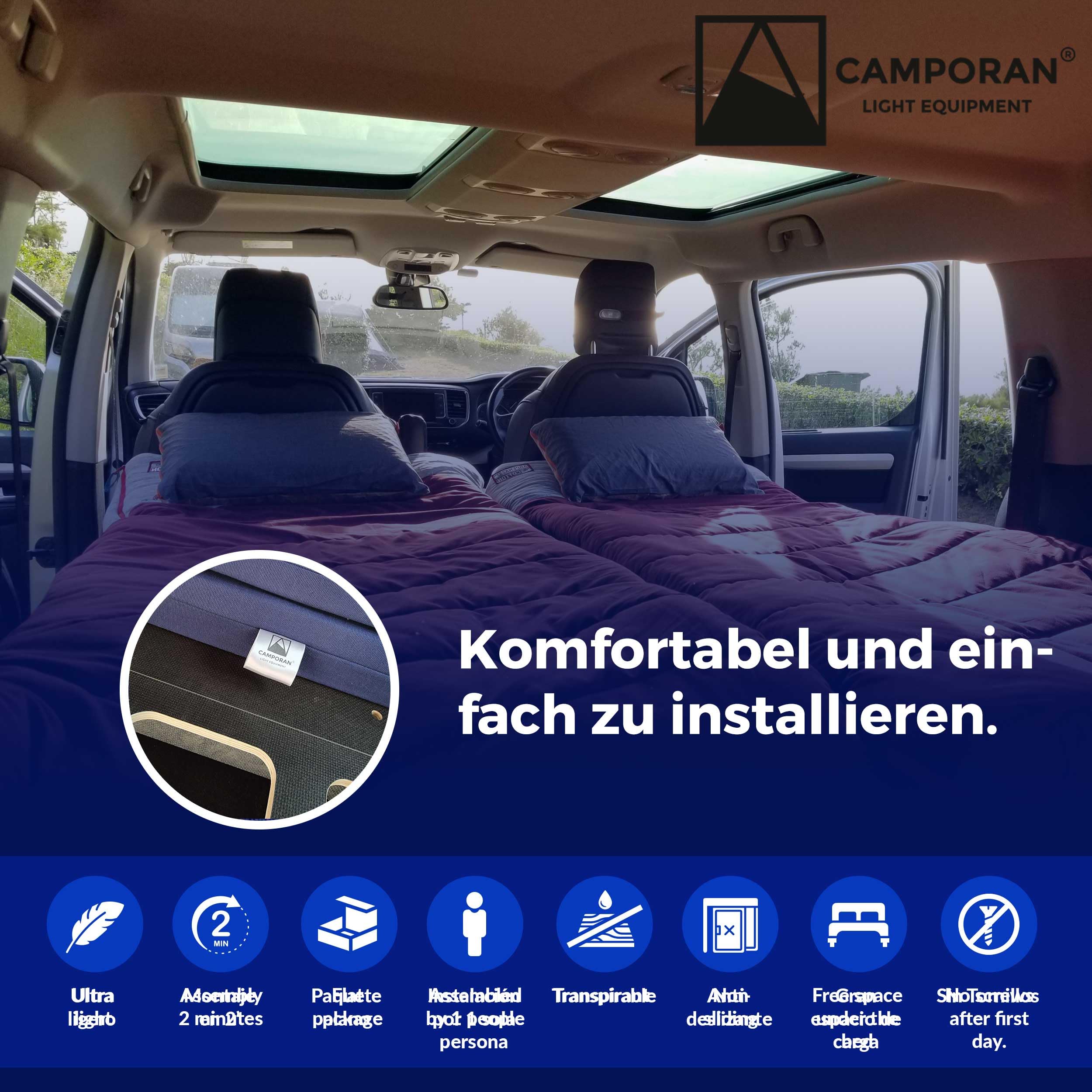 Wohnmobilbett mit Klappmatratze, Kleiner Transporter für Mehrere Fahrzeuge, Leichter Bettrahmen aus Bootsbausperrholz, Einfach zu Montieren