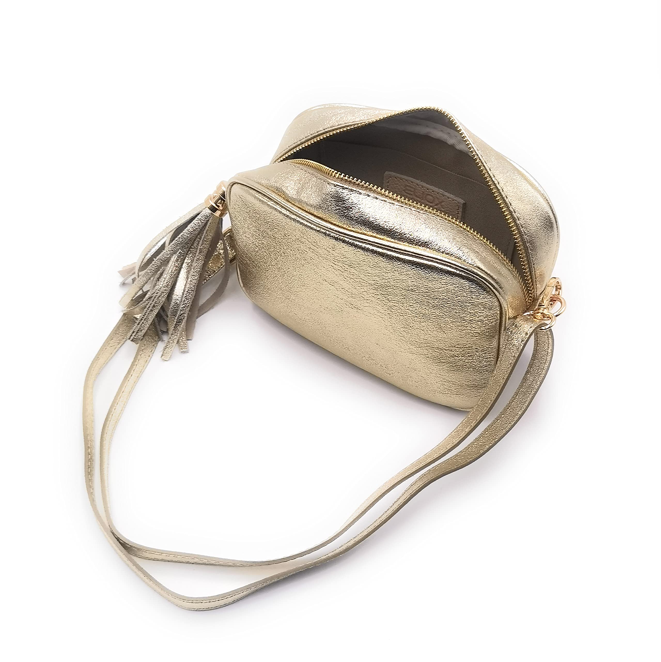 ELIOX Sac femme en cuir véritable fabriqué en Italie, petit sac à bandoulière élégant mode sac à bandoulière véritable cuir
