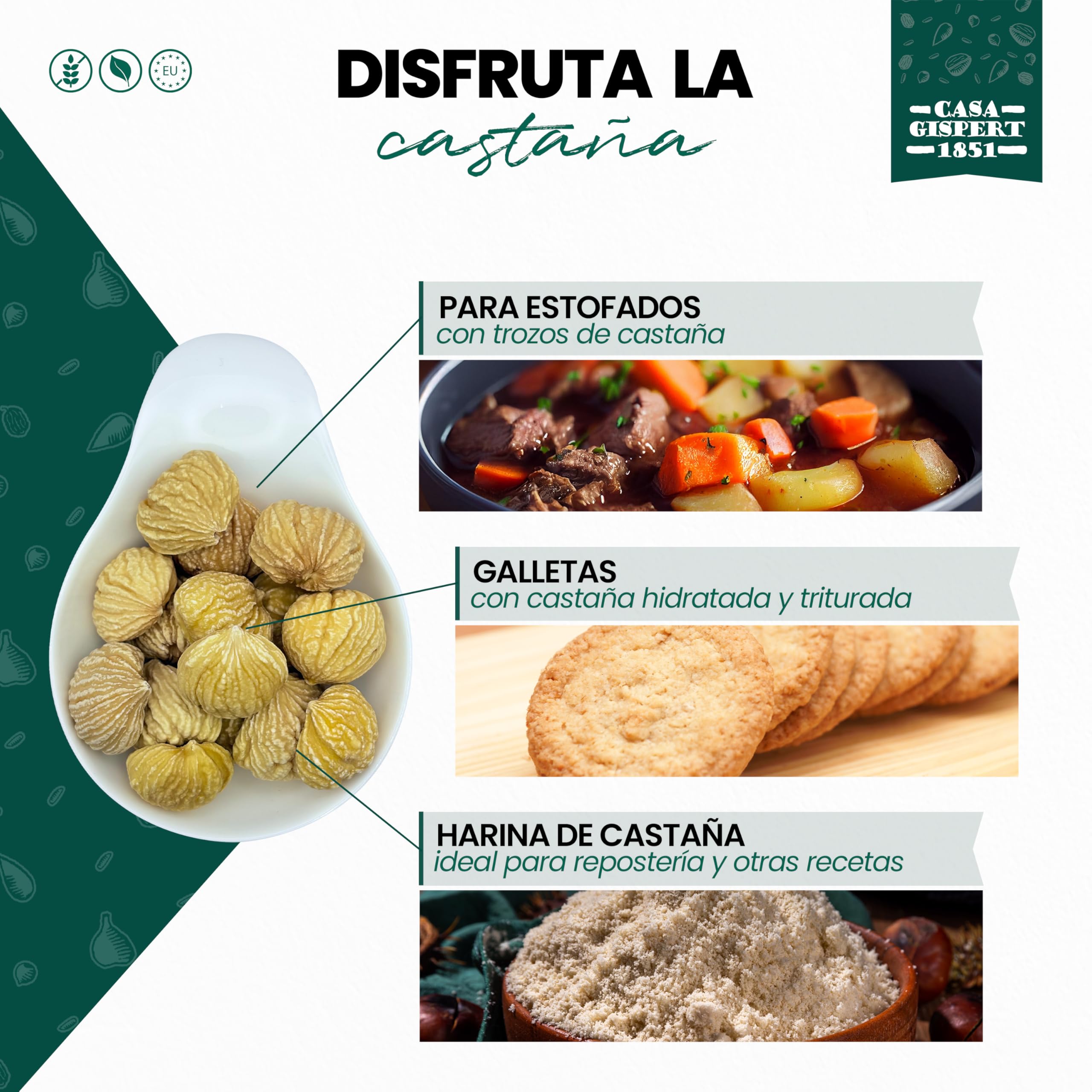 Casa Gispert - Castaña Pilonga Sin Piel - Sin Gluten, Vegano - 500 gr