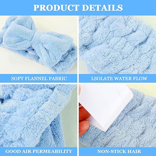 Miniatura 4 de Juego de 6 diademas y pulseras peludas para niñas adolescentes, elegante para rutinas de spa, maquillaje y cuidado de la piel (blanco y azul)