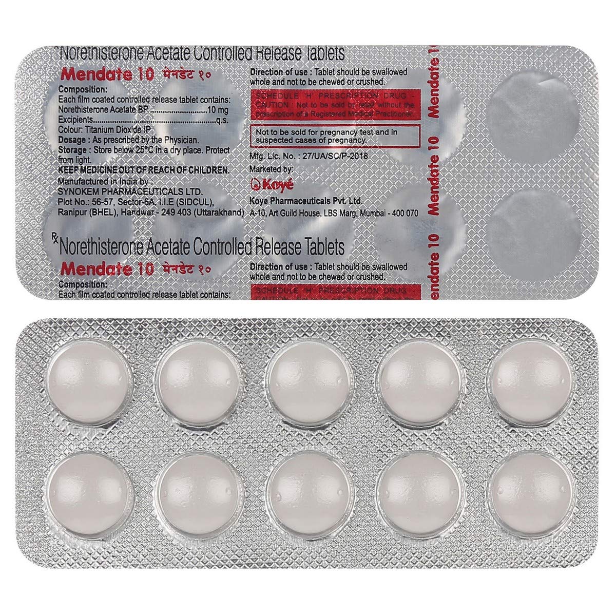 Mendate 10 - Strip of 10 Tablets