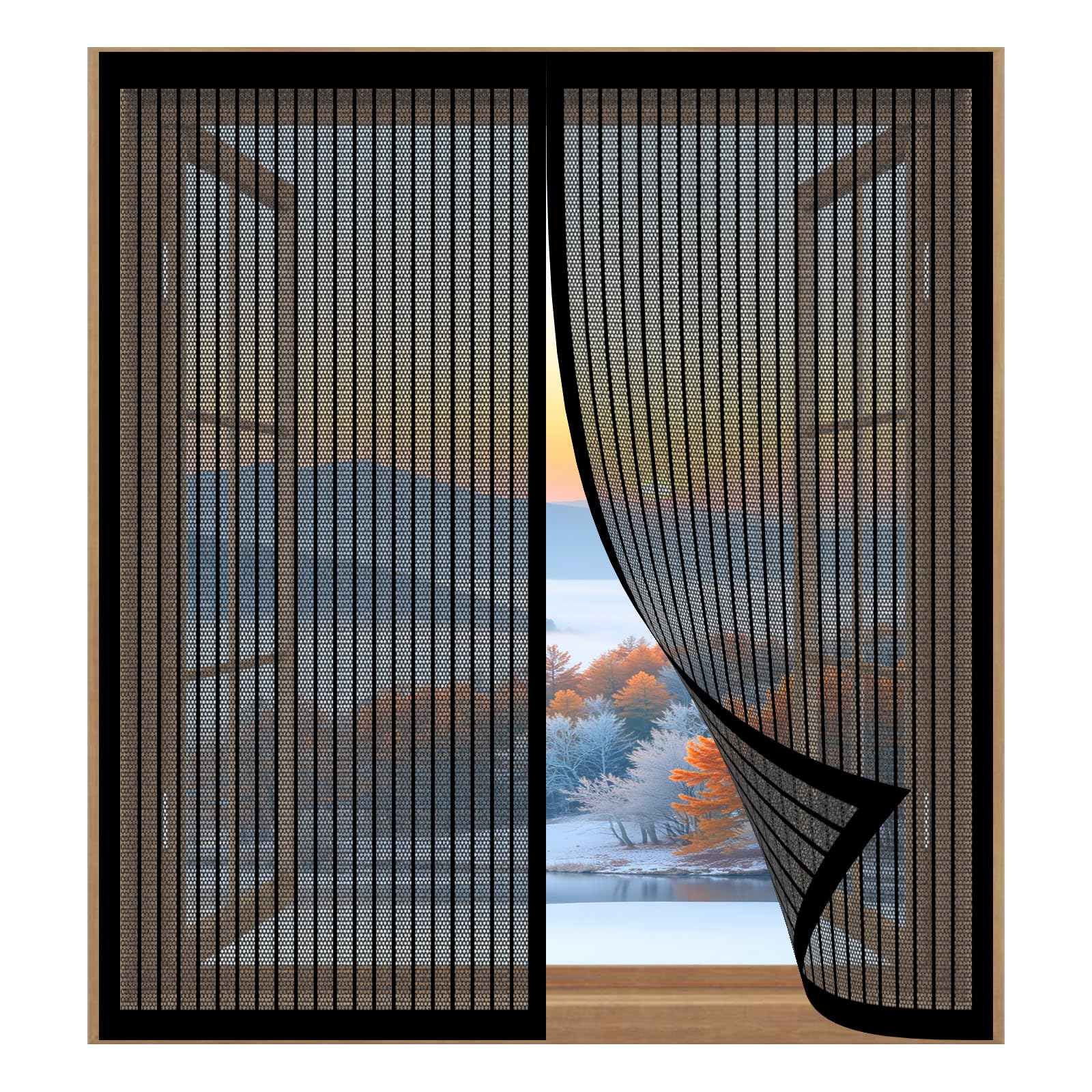 Magnetic Fly Screen Window Large 77 x 105 cm Easy Installation No Drilling Or Screwing Transparent Window Screen for Windows Nets to Keep Bugs Out, Black
