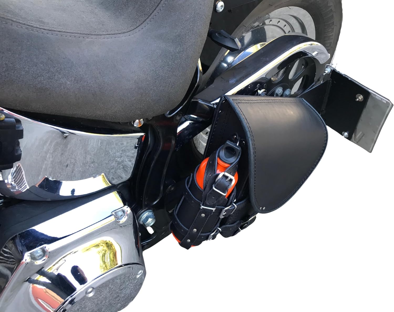 Diablo Black Swing Arm Bag Biker Bag Hardtail Frame compatible with Harley Davidson Fatboy Left Breakout Fat Bob Side HD Special Edition Side Bag