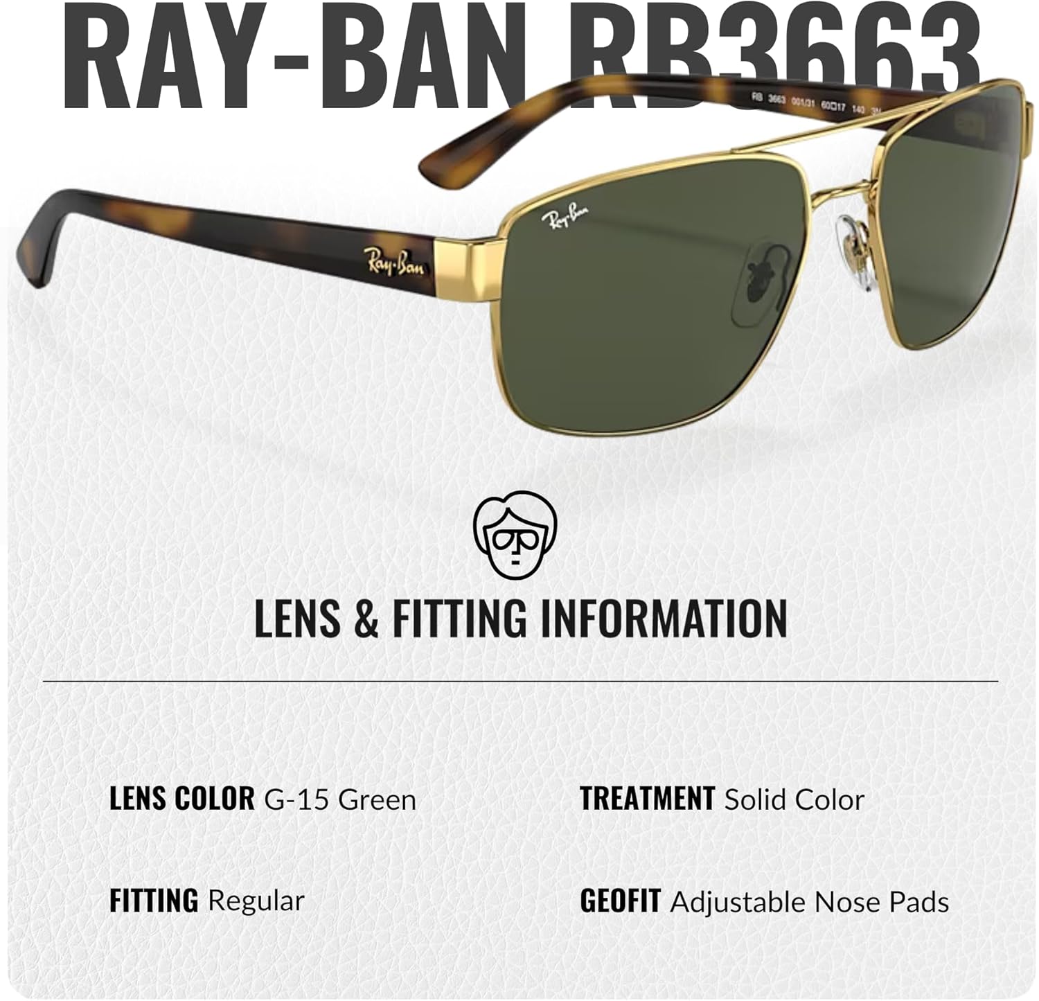 Ray-Ban RB3663 Square-Round Shaped Sunglasses for Men & Women with Official RAYBAN Eyewear Kit - Image 5