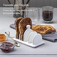 Vista 4 de WM Bartleet & Sons 1750 Tostada tradicional de porcelana con 4 ranuras con asa de transporte/perilla, color blanco