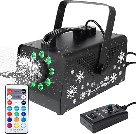 Dazzle Bright 900W Snow Maker Machine Snowflake Making, High Output Fake Snow Machine Remote Control Snowmaker for Outdoor Stage Christmas Parties Indoor