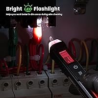 Vista 5 de KAIWEETS Probador de voltaje/probador de voltaje sin contacto con porcentaje de señal, CA de doble rango 12V/70V-1000V, probador de cable vivo/nulo