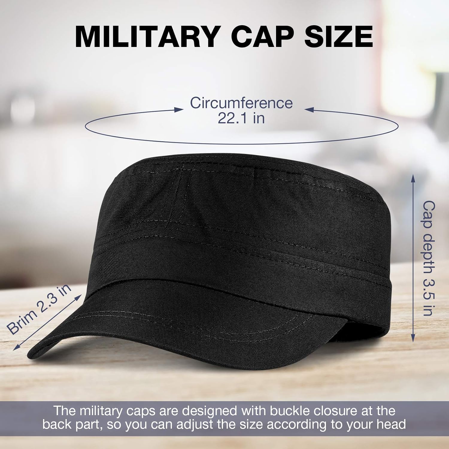 Geyoga 4 Pieces Cadet Army Caps Military Adjustable Flat Top Caps Cotton Unisex Cadet Hat Costume Army Hat - Image 2