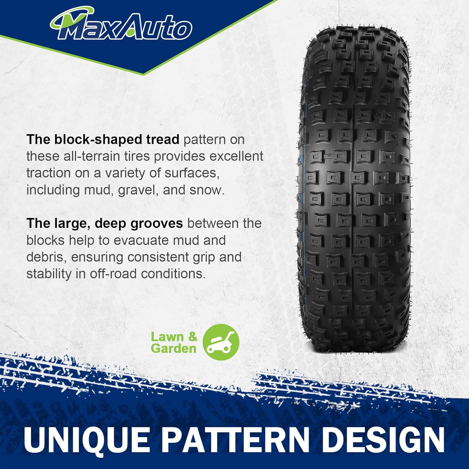 MaxAuto 20x7-8 ATV Tire Golf Cart Knobby Turf Tire 20x7x8 Front Sport UTV ATV Tires 4PR Tubeless, Set of 2