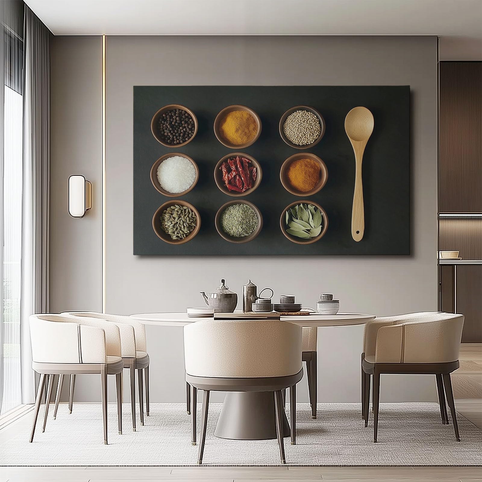 Cuadros de Pared en Lienzo, imágenes Modernas con combinación de Especias para Sala de Estar y Dormitorio, Impresiones de 120 cm de Largo x 50 cm de Ancho, Arte Minimalista para do