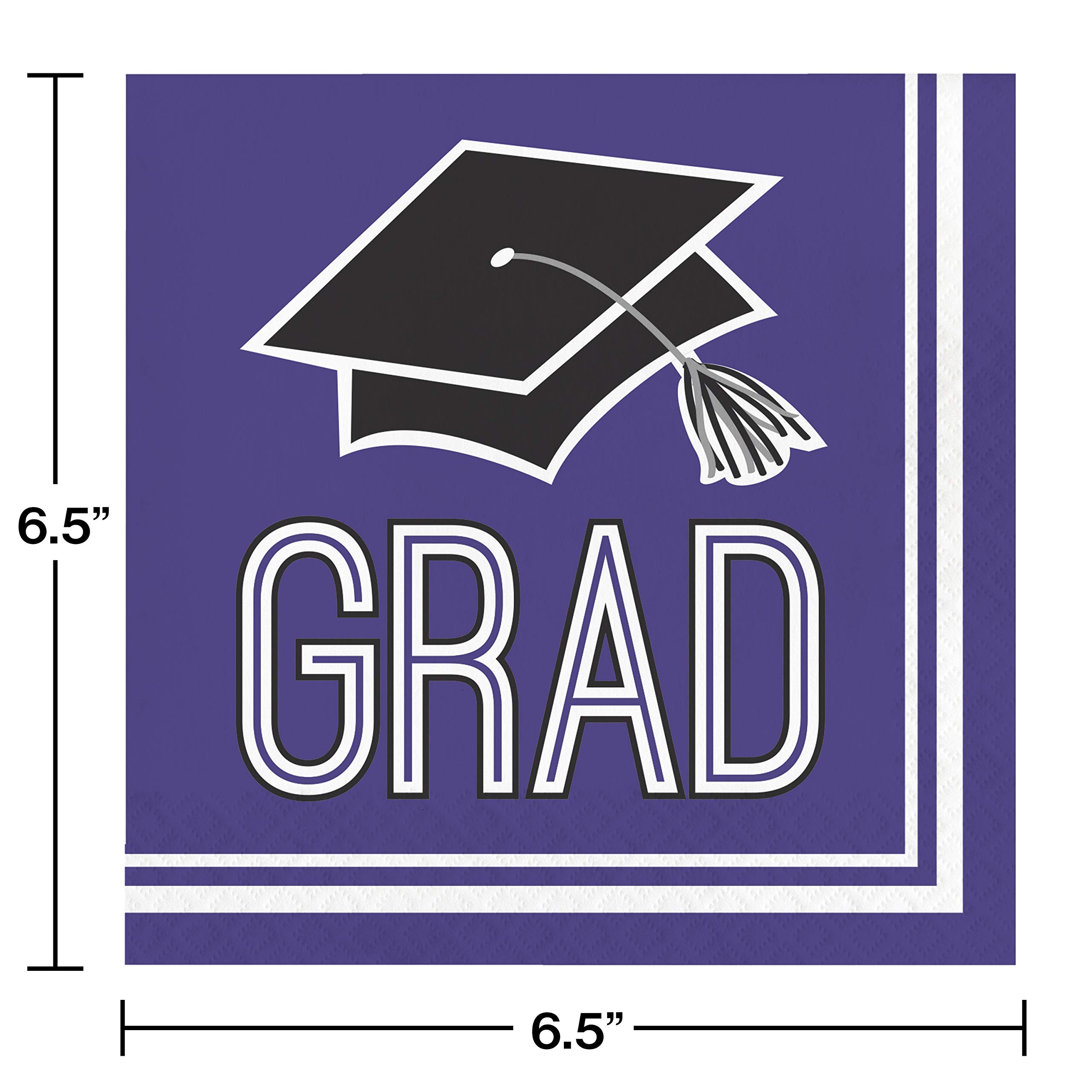 Creative Converting Graduation School Spirit Purple Napkins, 6.5