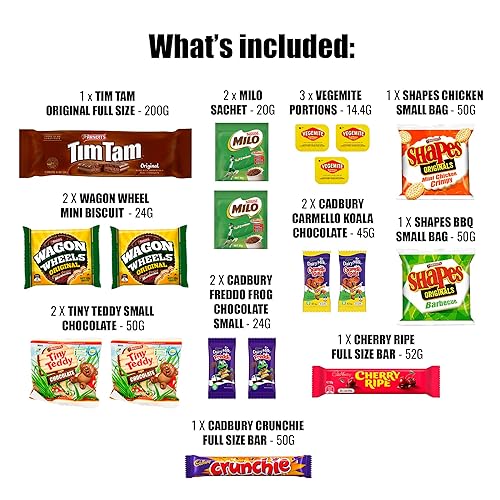 Vista 4 de Australian Snack Box with Tim Tams, Cadbury, Cherry Ripe, Authentic Australian Snacks and Candy, Perfect Australian Gift