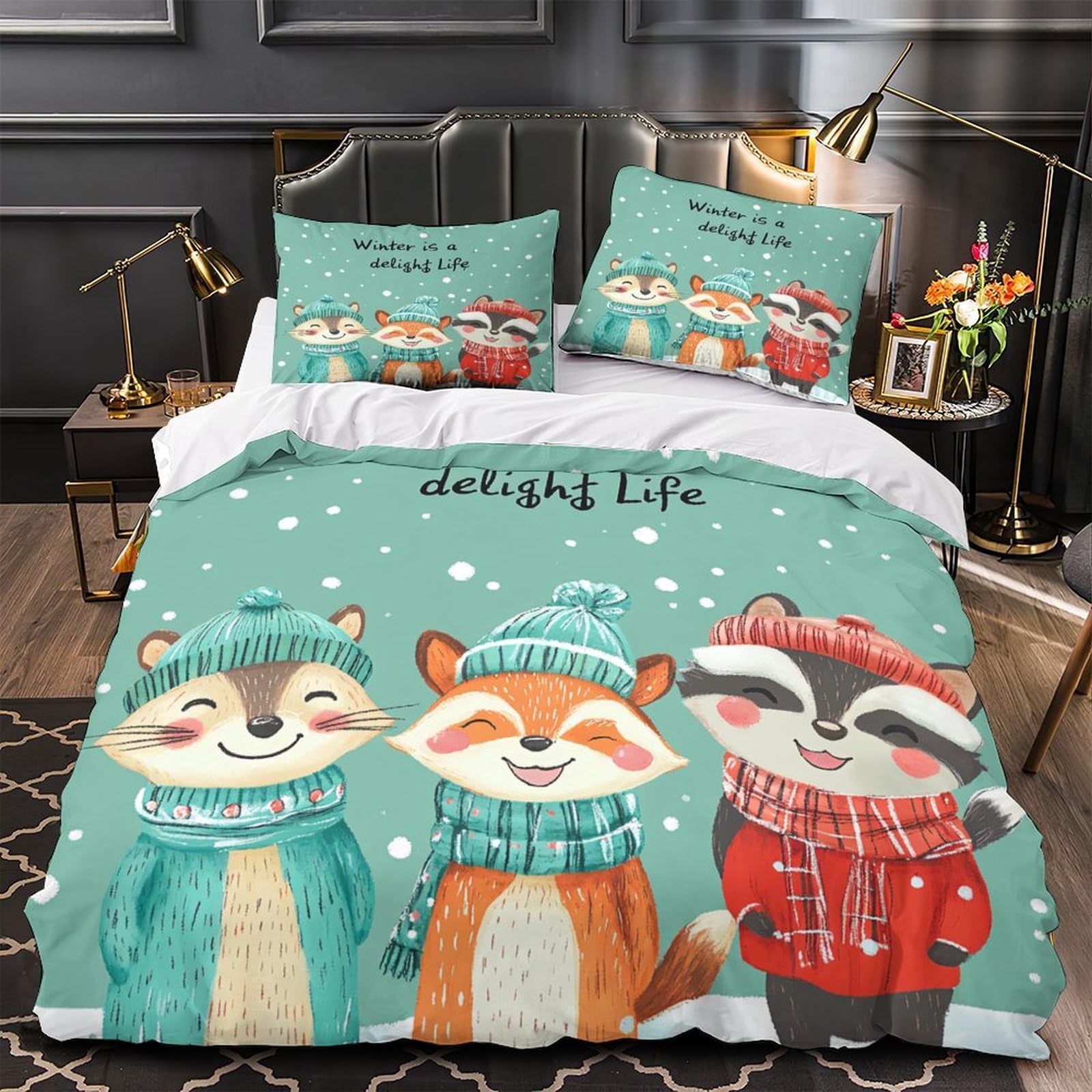 Parure de lit en microfibre 200x200 avec housse de couette imprimée 3D encre