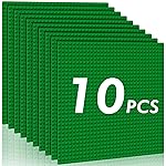 Pokiiulk Classic Baseplates Building Plates-Pack of 10 Large 10 x 10 Building Bricks,Compatible with All Major Brands,Perfect STEM Gift for Builders Age 3+ (Green)