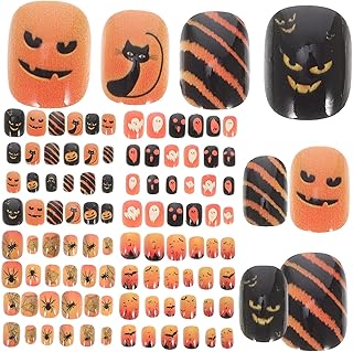 Mikinona 96Pcs Peça De Unas Postiças Decoradas DIY Unhas Falsas Halloween Unhas Artificiais Halloween Unhas Falsas Halloween Unhas Falsas Halloween Unhas Falsas Unhas Falsas Para
