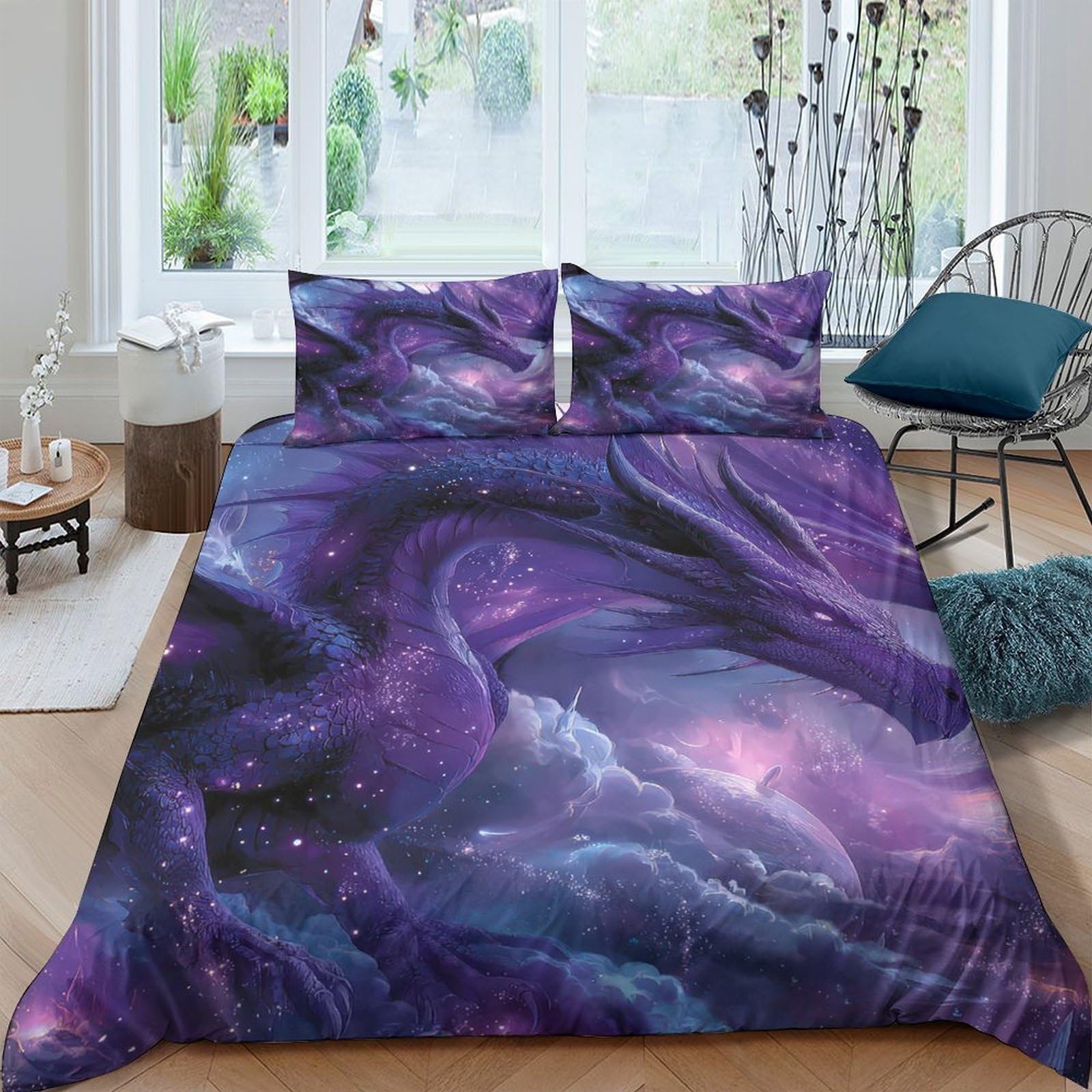 Ctjqhvkz Style-10 3D Printed Galaxy Starry Sky Fitted Sheet Microfiber Soft Cosmic Nebula Mattress Cover Bedroom Decor Single（135X200cm）