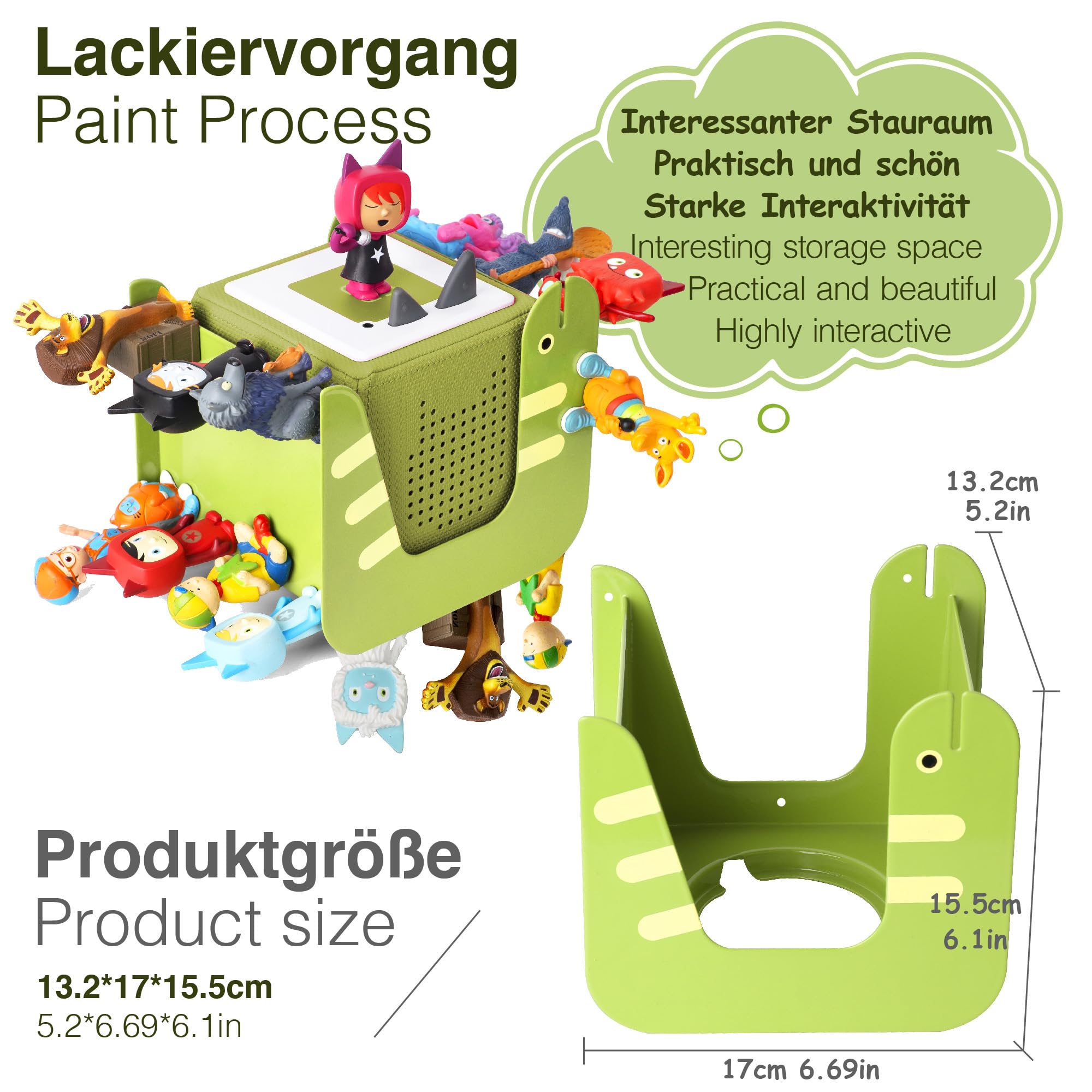 SAELICH Green Snake Storage Display Shelf for Tonies Shelf, for Tonie Figure - Metal Floating Shelves, Kid's Room Decorations and Gifts