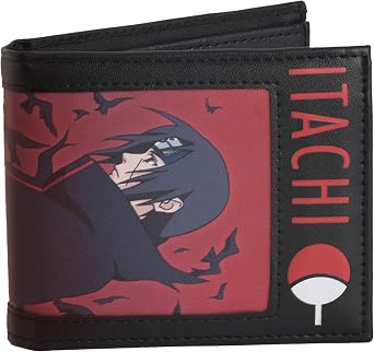 Concept One Naruto Itachi Uchiha Bifold Wallet with Zipper, Compact Foldable, Multi