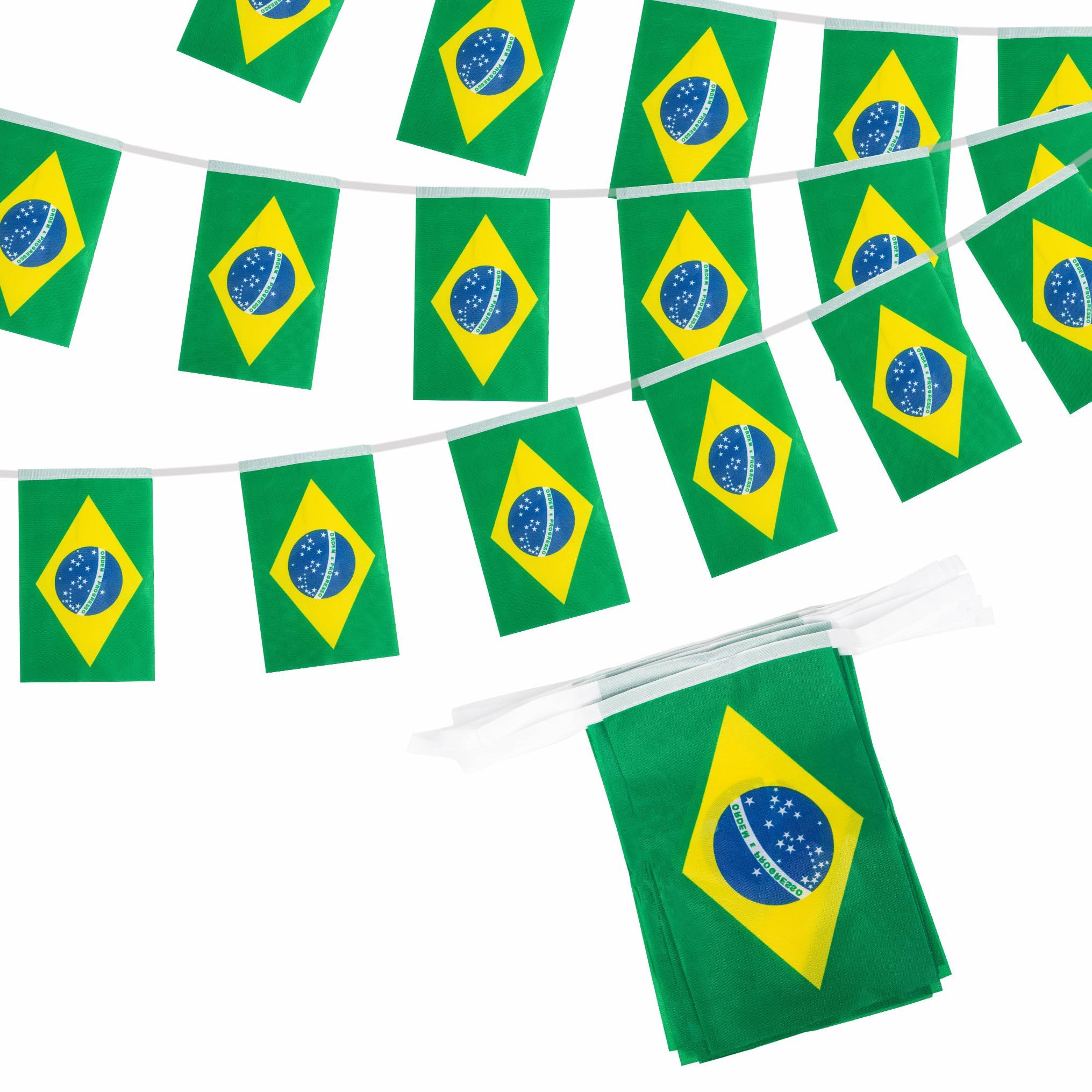 Brazil Flag Bunting 10m 30 Flags of Brazil Party Decorations, Brazilian Bunting Banner for World Cup Football 2026 Independence Day Olympic Bar Garden Street Parade — image 1