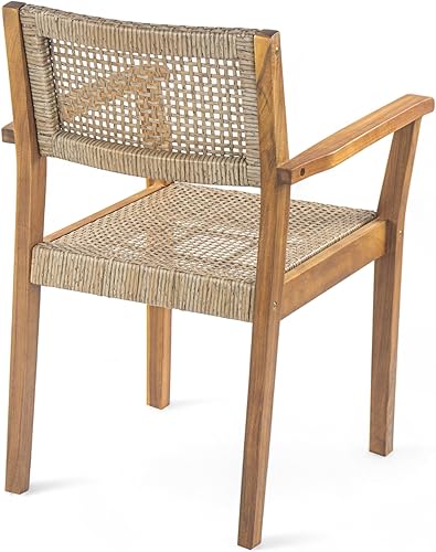 Miniatura 9 de Christopher Knight Home Amaris Farmhouse Patio Garden Furntiure - Juego de 2 sillas de comedor de madera de acacia, sillón para cena