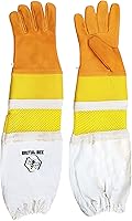 Vista 4 de Brutul Bee - Guantes ventilados de piel de vaca con goma y malla manguito largo protector ventilado mangas