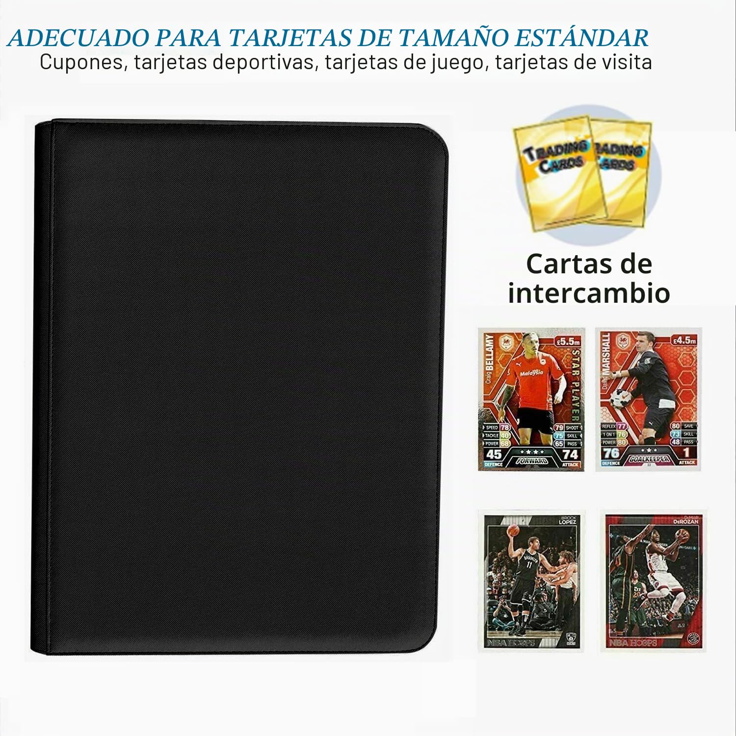 Carpeta de 16 bolsillos, más de 1000 álbumes de tarjetas coleccionables con cremallera, carpeta sin anillos de doble cara para MTG, TCG, tarjetas deportivas