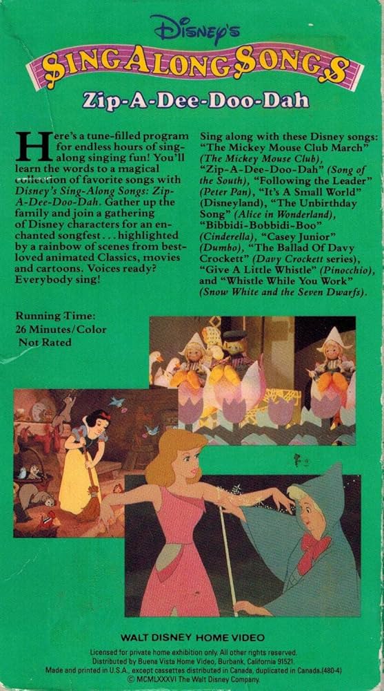 Disney's Sing Along Songs Zip-a-dee-doo-dah - Volume Two [VHS