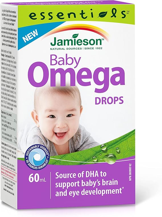 Jamieson Baby Omega Drops, 280 Mg of Omega3s for Infants, 60 ml. Purple Amazon.ca Health