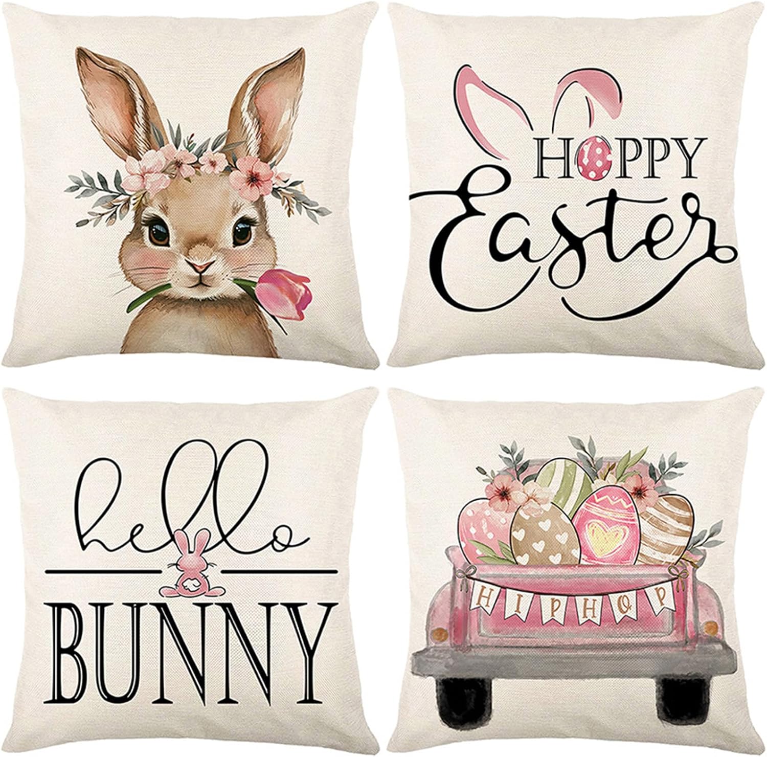 Amazon.com: KAKU HOME Easter Pillow Covers 18x18 Set of 4 Holiday Throw ...