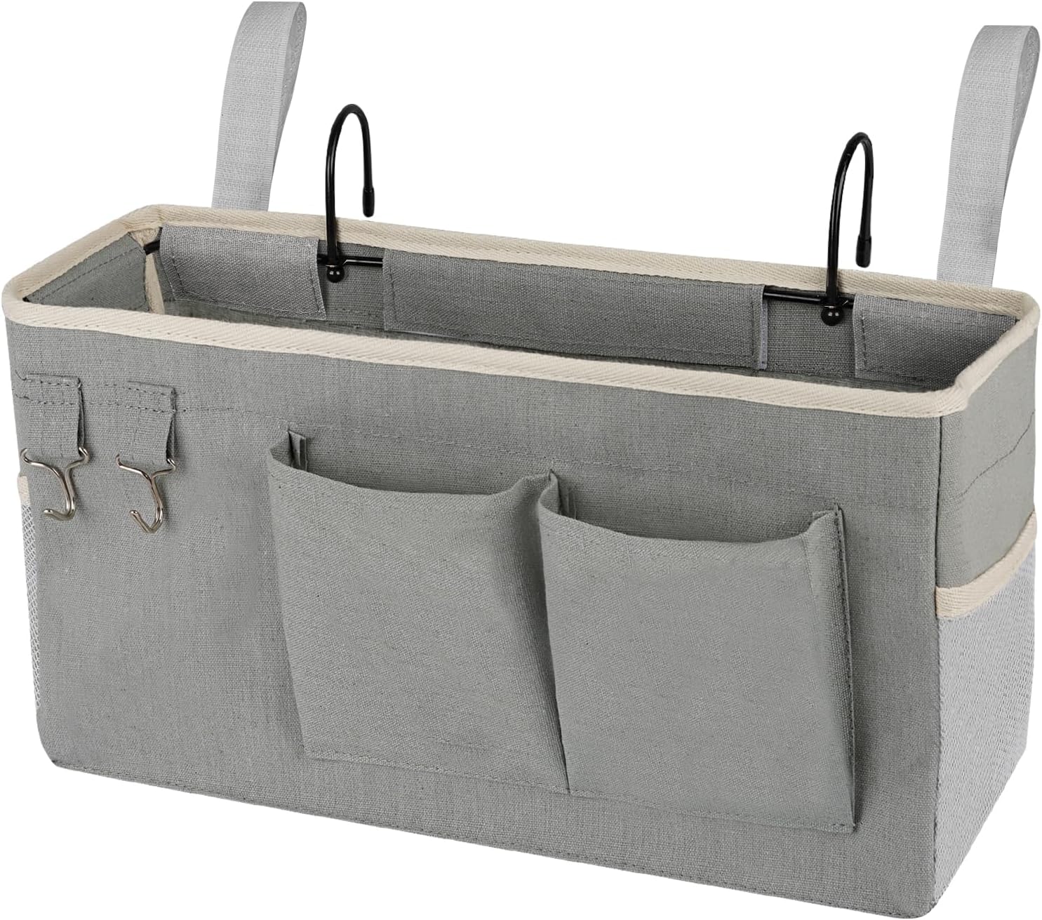 Bedside Storage Caddy/Bedside Hanging Storage Bag for Headboards Bunk Beds Dorm Rooms Book Phone Magazine Holder (Grey)
