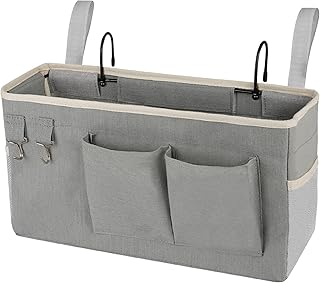 Bedside Storage Caddy/Bedside Hanging Storage Bag for Headboards Bunk Beds Dorm Rooms Book Phone Magazine Holder (Grey)