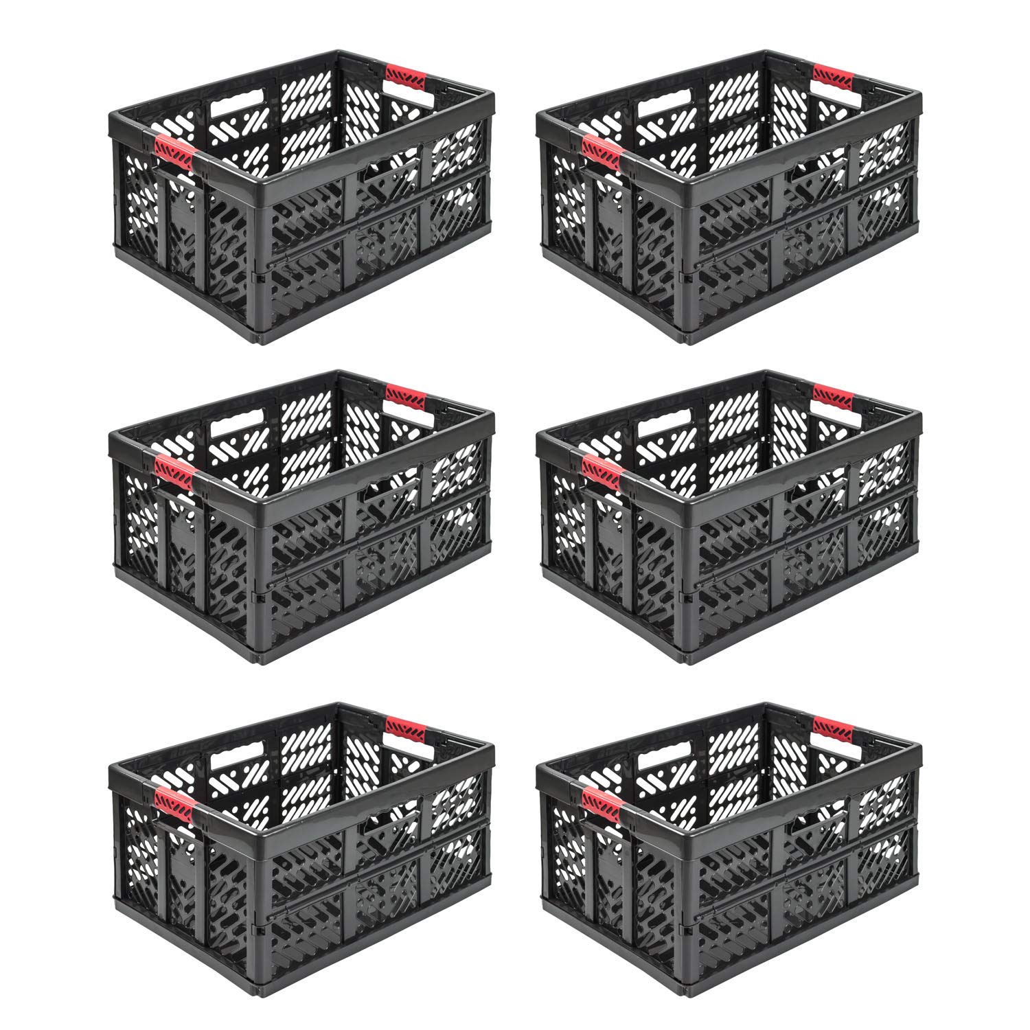 Homesti Scatola Pieghevole 45L – Set 4 Pezzi 54x36x28 Cm – Portata 50kg – Rosso/Antracite – Made In Europe