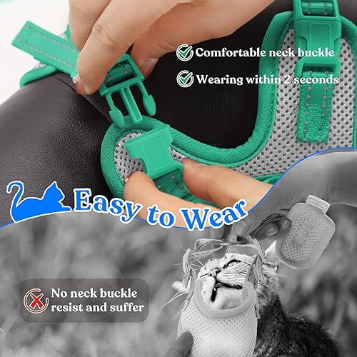 Miniatura 2 de Supet Arnés para gatos y correa para caminar a prueba de escape, arnés ajustable para gatos, arnés para gatos pequeños de fácil control para gatitos
