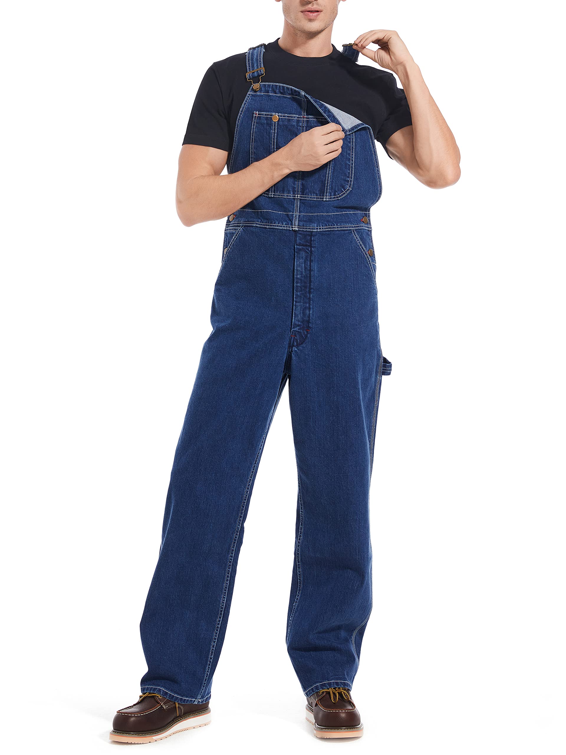 HISEAMen's Denim Bib Overalls, Men's Overalls Workwear with Adjustable Straps and Convenient Tool Pockets