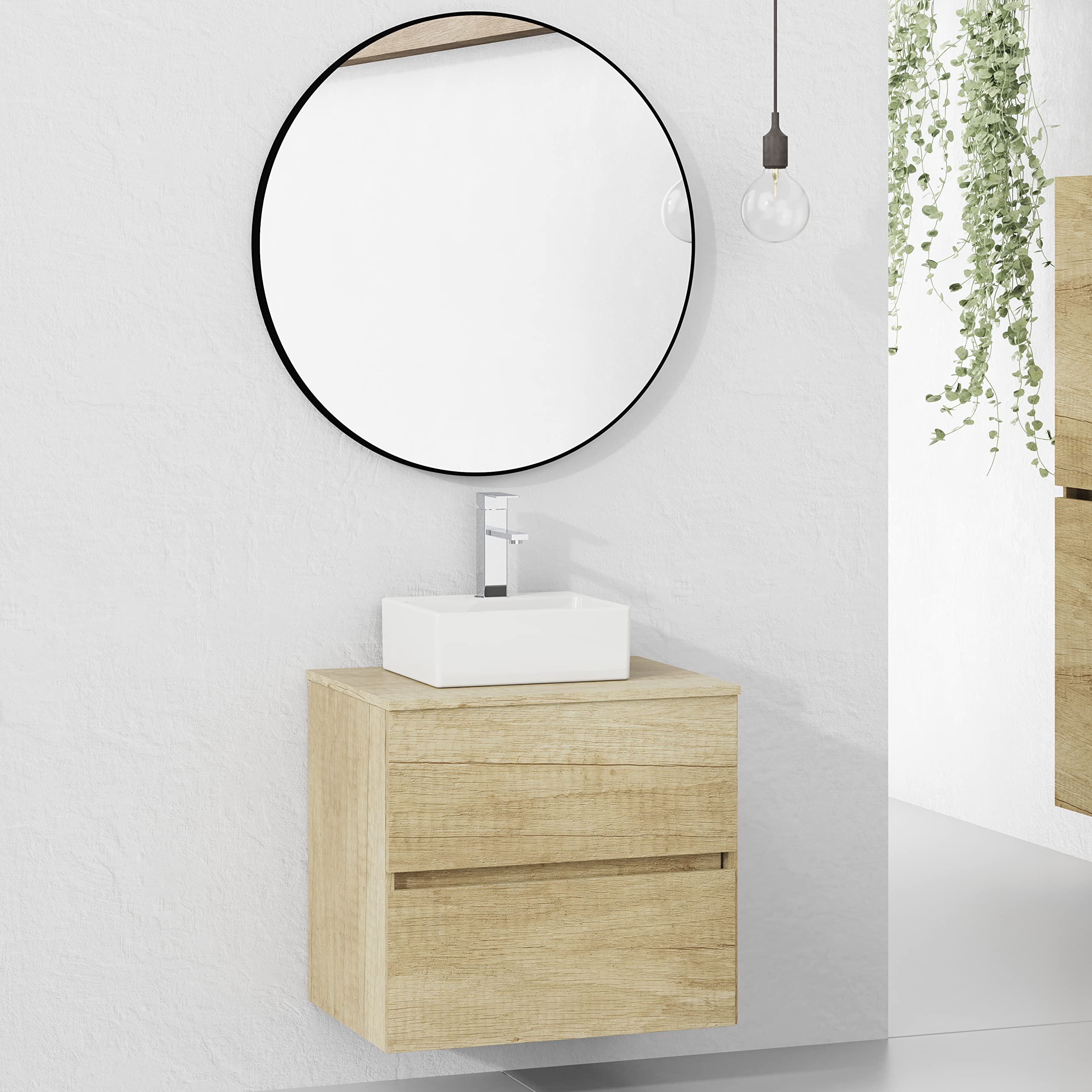 BAIKAL Pack solución para baño con lavabo y complementos. Incluye: lavabo cerámico, Grifo, Sifón extensible y Válvula de desagüe con rebosadero. Fácil instalación, se incluyen las instrucciones