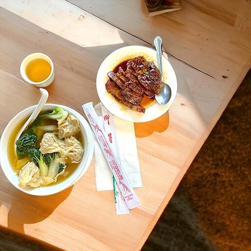 Miniatura 6 de Palillos chinos desechables de bambú, paquete de 100 pares, 9 pulgadas de largo, tiene instrucciones en la parte posterior de cada par. Ideal para