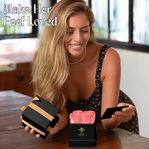 Vista 3 de VLove® Forever Roses in a Box Flores reales para siempre Flores preservadas naturalmente Caja de rosas preservadas Rosa eterna que dura un 4