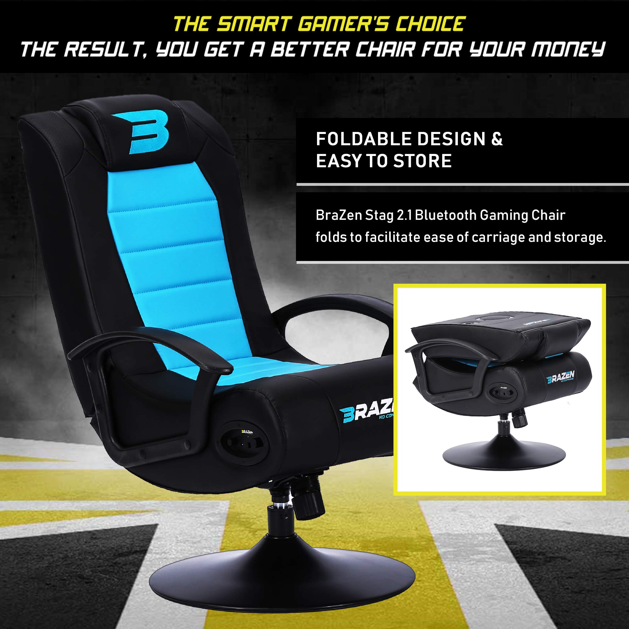 BraZen Stag 2.1 Bluetooth Surround Sound Gaming Chairs for Kids with