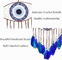 Vista 4 de Holmgren Atrapasueños de ojo Turco - Hecho a mano azul para arte de pared, decoración de apartamento, dije de buena suerte para oficinas del hogar