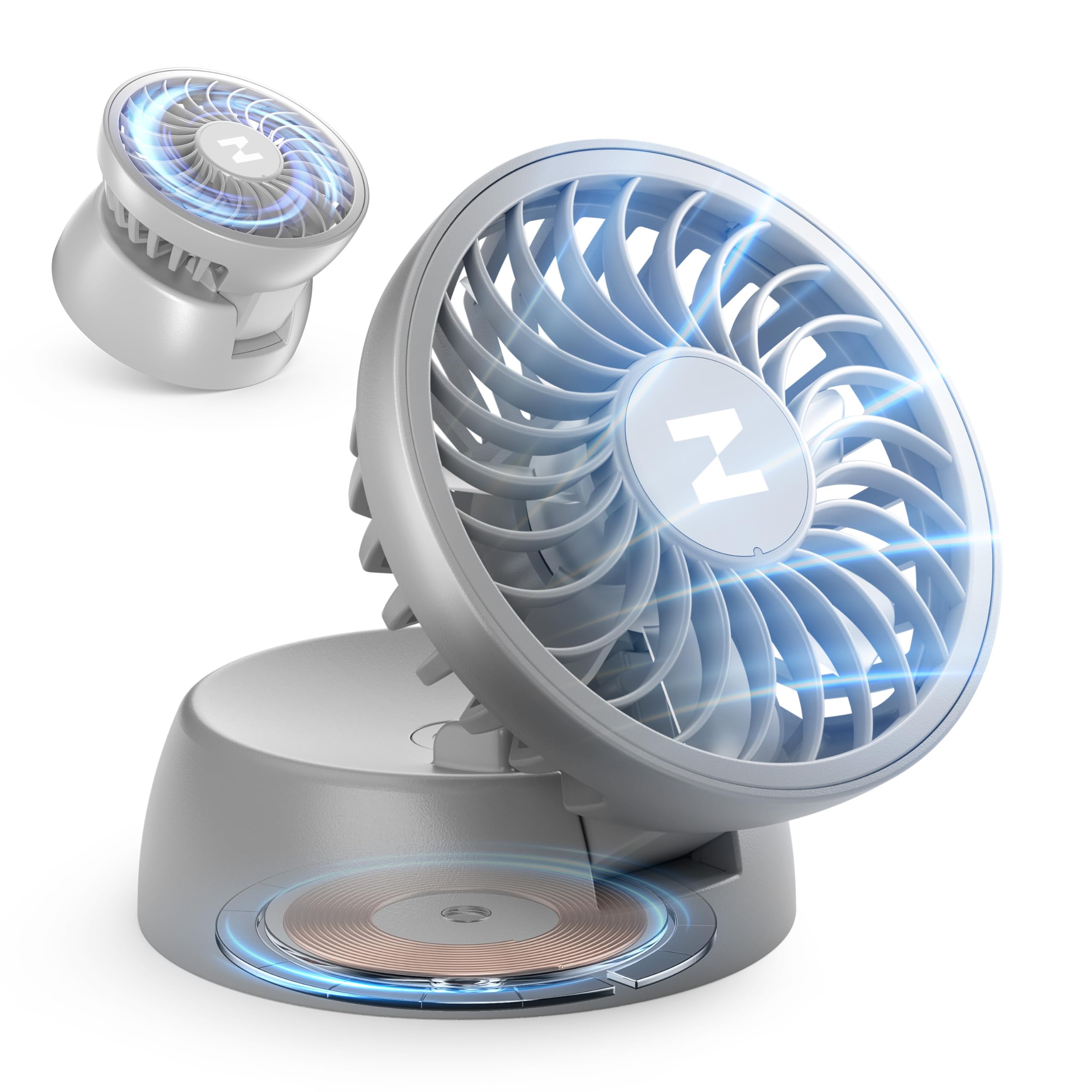 Ventilador de mano ZEEHOO inalámbrico de 2000 mAh con fuerte flujo de aire y base magnética