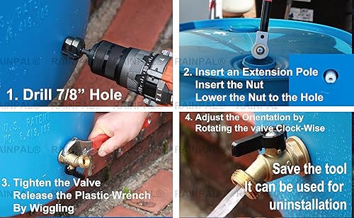 Miniatura 6 de RBS005T LF Espiga de barril de lluvia de latón ( "NPS, cumple con LF, válvula de bola de cuarto de vuelta con llave de plástico y opción de instalar