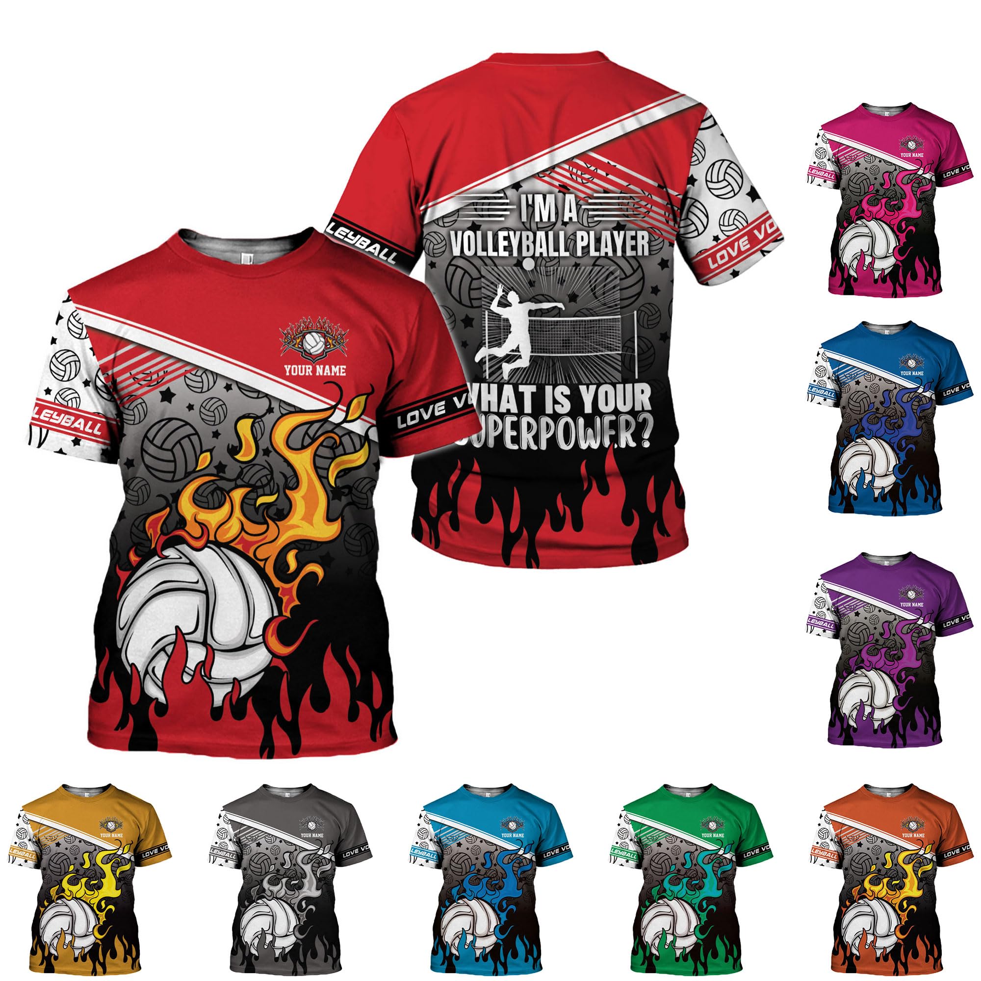 MAPrints Personalized Volleyball Shirt, Volleyball 3D Tshirt for Men & Women, Volleyball Uniform, Shirt for Volleyball Lover (Volleyball 30)