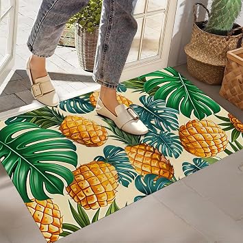 Tropical Pineapple Indoor Door Mat,Front Door Mat Outside Entrance,17x29.5 in,Non-Woven Fabrics Non Slip Floor Doormat,Welcome Mats Entryway Rug Doormats for Kitchen Bedroom Living Room Decor Gifts